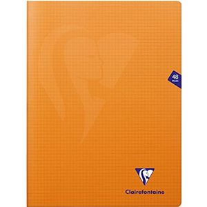 Clairefontaine 383312C notitieboekje, Mimesys oranje, 24 x 32 cm, 48 pagina's, kleine ruitjes, wit papier, 90 g, omslag van polypropyleen, 383312C