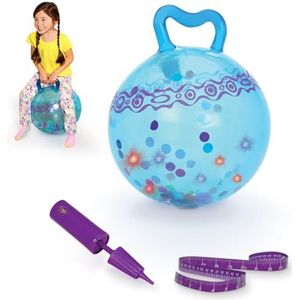 B. toys Springbal met handpomp en verlichting, 48 cm, opblaasbare bal blauw transparant met ballen voor kinderen vanaf 3 jaar (3 stuks)