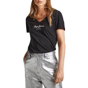 Pepe Jeans Wendy V-hals T-shirt dames, Zwart