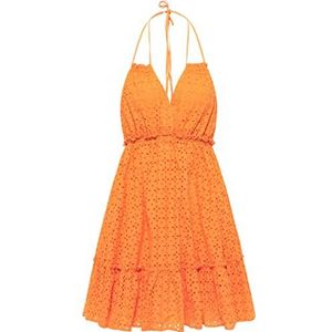 IZIA Robe d'été pour femme 19323137-IZ01, orange, M, Robe d'été avec broderie perforée, M