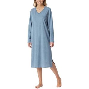 Schiesser Nachthemd lange mouwen, zacht, katoen, 110 cm, comfort essentials, nachthemd voor dames, Grijs blauw_181985