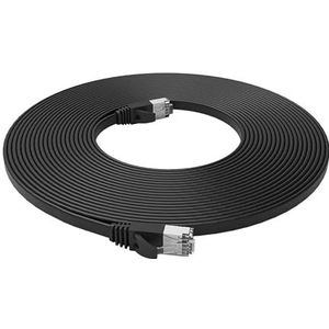 PNI S/STP CAT7 U7150B platte netwerkkabel, 2x RJ45, 4 paar draden, 32AWG, koper, 10Gbps, 600MHz, 15m, zwart