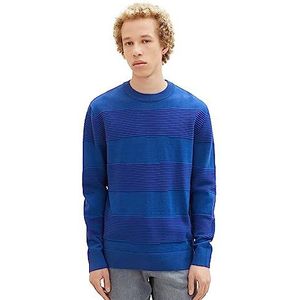 TOM TAILOR Denim Pull en tricot pour homme avec structure en coton, 14531-Shiny Royal Blue, XXL