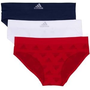 adidas Naadloze hipster ondergoed voor dames, 3 stuks, Helder rood W. Logo Jacq/wit/indigo nacht, L