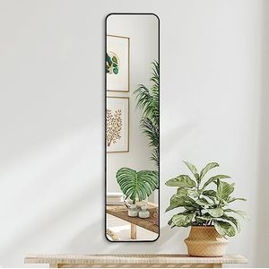 Americanflat Spiegel in volledige lengte met standaard - 35,6 x 150 cm grote spiegel voor slaapkamer woonkamer - 1,5 m hoog - zwart