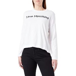 Love Moschino Trui met ronde hals en lange mouwen voor dames, Optisch wit.