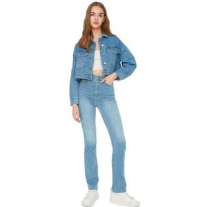Trendyol Uitlopende jeans met hoge taille voor dames (1 stuk), Lichtblauw