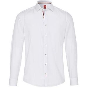 4018-716 Pure City overhemd lange mouwen rood wit uni L, Wit