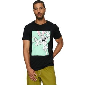 Merchcode Looney Tunes Bugs Bunny Face Tee T-shirt voor heren, regular fit, 100% katoen, maat 5XL, zwart, 5XL, zwart.