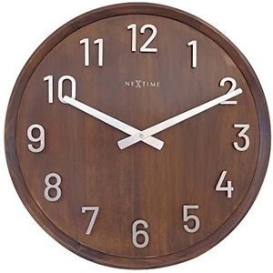 Grote wandklok - 50cm- Stille klok - Walnoot hout - NeXtime Precious