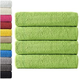 NatureMark Set van 4 badhanddoeken, 100% katoen, appelgroen, 70 x 140 cm