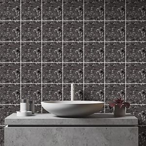 Muursticker, zelfklevende tegels voor keuken en badkamer, 24 cementtegels, TERRAZZO ISABELLA - 24 stickers 20 x 20 cm