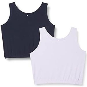 NAME IT Nkfdaniela Tanktop Cropped 2p Top Meisjes, Donkere saffier - paars gemêleerd