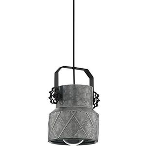 EGLO Hilcott Hanglamp,1-lichts vintage hanglamp, industrieel, zwart staal, gegalvaniseerd, voor eettafel of woonkamer, E27-fitting
