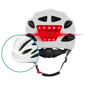 BEEPER - Helm met led voor en achter voor fiets, mountainbike, elektrische step ME134 (medium, wit)