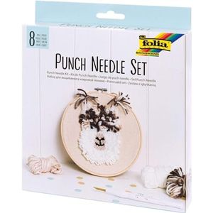 folia 23411 - Punch Needle 8-delige complete set met borduurframe, monniksstof, perforatienaald, aantrekgereedschap en wol
