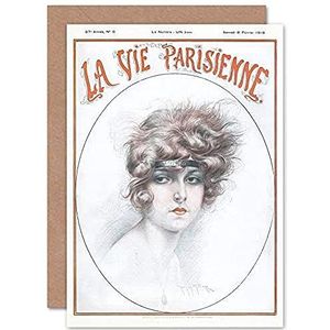 Artery8 La Vie Parijsienne Woman met hoofdband, magazijn, afgesloten wenskaart plus envelop blanco binnenkant, dames magazijnhoes