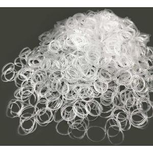 OOTDAY Haarelastiek, 1000 stuks, klein elastiek, mini-elastisch, rubber voor haar, gevlochten voor bruiloftskapsels, kleine dreadlocks (transparant)