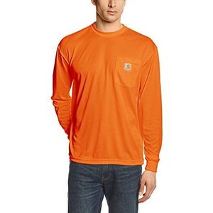 Carhartt Heren T-shirt met lange mouwen met hoge zichtbaarheid, gedurfde kleurversterking, Brits oranje, XL, Brits oranje