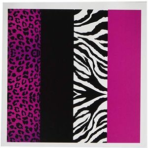 3Drose Gc_35436_2 wenskaarten, 15,2 x 15,2 cm, zebrapatroon, 12 stuks, roze/zwart