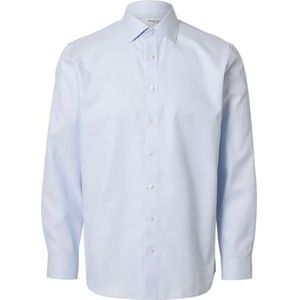 SELECTED FEMME Slhslim-ethan Shirt Ls Spread Noos Slhslim-Ethan Ls Spread Noos T-shirt voor heren (1 stuk), Lichtblauw, XL