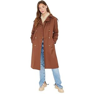 Trendyol Trendyol Trenchcoat voor dames, effen, dubbele rij knopen, damesmantel (1 stuk), Bruin