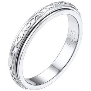 FOCALOOK Keltische Knoopring voor dames, van 925 zilver, personaliseerbaar, anti-stress, draaibare ring, maat 49/52/54/57/59/62/64/67, Metaal, Geen edelsteen