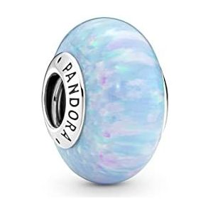 Pandora oceaanblauwe iriserende bedel 791691C01, één maat, sterling zilver, kunst-opaal, Sterling zilver, Synthetische opaal