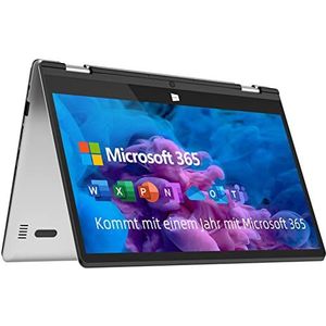 Jumper Laptop met touchscreen, 11,6 inch, Full HD-display, 4 GB + 128 GB, Ultrabook met 360 graden draaibaar, Windows 10, Celeron N4020, Mini HDMI, ondersteunt geheugenuitbreiding