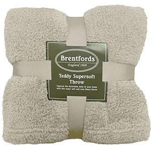 Brentfords tweepersoonsdeken van 107% polyester en teddyfleece, crèmekleurig, 150 x 200 cm