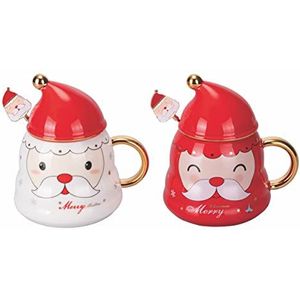 Villa d'Este Home Tivoli Xmas Kerstman-mok met lepel, 2 stuks, gesorteerd