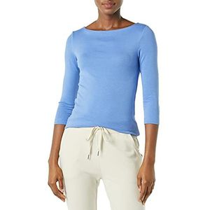 Amazon Essentials Dames T-shirt met 3/4 mouwen, slim fit, boothals, blauw, S