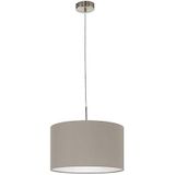 EGLO Pasteri Hanglamp, Hanglamp van staal en textiel, kleur nikkel mat, taupe, woon- en eetkamerlamp, fitting E27, Ø 38 cm