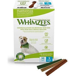 WHIMZEES Stix Set van 30 natuurlijke tandheelkundige snacks zonder granen voor kleine honden, maat S