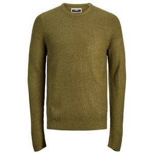 JACK & JONES Pull en tricot rayé pour homme, Olive Night/Detail:twisted W. Olive Branch, XL