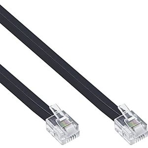 InLine 18840L telefoonkabel, 10 m, zwart - telefoonkabel (10 m, RJ11, RJ1, zwart, stekker/stekker)