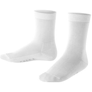 FALKE Cotton Finesse Sokken, uniseks, voor kinderen, katoen, Schotlandgaren, wit/zwart, meer kleuren, dun, zonder patroon, 1 paar, wit (wit 2000), 31-34 EU, wit (wit 2000)