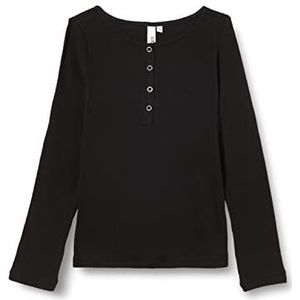 Little Pieces LPTAYA LS Button Top Noos T-Shirt Manches Longues, Noir, 6 Ans Femme