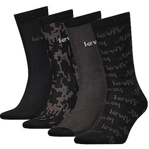 Levi's Geschenkdoos met normale pasvorm normale sokken voor heren (4 stuks), zwart combi