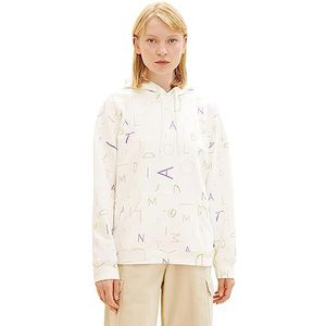 TOM TAILOR Denim 1039910 Oversized dameshoodie met volledige letterprint, 1 stuk, 34260 - witte letter bedrukt