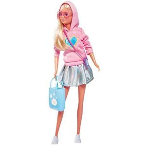 Simba 105733479 - Steffi Love Pastel Fashion pop in trendy outfit met mobiele telefoon, telefoonketting, tas en bril