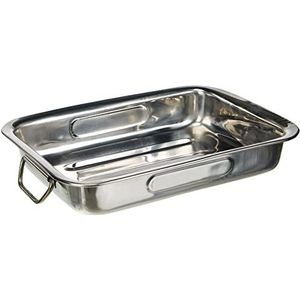 Ibili 651425 Clásica braadpan van roestvrij staal met metalen klaphandgrepen, 25 x 19 x 5,5 cm