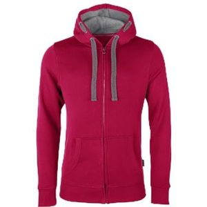 HRM Herenjas met capuchon, maat I hoogwaardige capuchonjas voor heren met contrasterende binnenvoering I basic capuchontrui met ritssluiting I hoodie I hoogwaardige en duurzame kleding voor mannen framboos, 5XL, Framboos