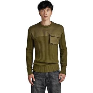 G-STAR RAW Army R Knit Sweater Heren, Groen (Dark Olive D23525-d496-c744)