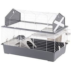 Ferplast Kooi Barn 100 voor konijnen en kleine dieren, 2 etages, open dak, accessoires en stickers inbegrepen