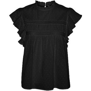 VERO MODA Vmtrine Sl Lace Top Wvn Top Dames, zwart.