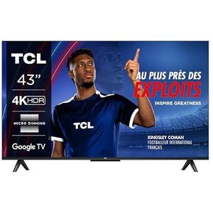 TCL 43V6B 43 inch 4K Ultra HD, HDR TV, Smart TV aangedreven door Google TV (Dolby Audio, Motion Clarity, spraakbediening, compatibel met Google Assistant, geïntegreerde Chromecast)