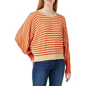 Peppercorn Mathilda Dames Baloon Pullover met Mouwen, gestreept, Oranje Intensief, XXL, oranje intensief gestreept