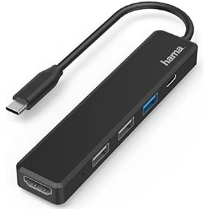 Hama USB-C Multiport Hub (adapter 5-in-1: 3 USB-A, 1 USB-C Power Delivery PD, 1 HDMI, dockingstation Laptop/Tablet MacBook Pro, MacBook Air, iPad Pro, Dell en XPS) zwart