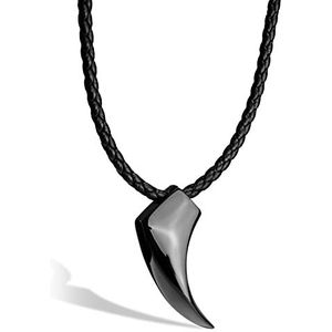 SERASAR - Leren halsketting voor heren met hanger, met juwelendoos, cadeau-idee voor mannen, Leer, Geen edelsteen
